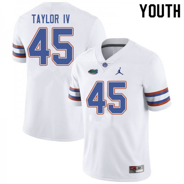 Jordan Brand Youth #45 Clifford Taylor IV Florida Gators College Football Jerseys White